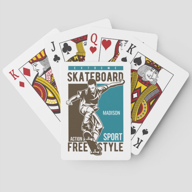 Custom name Skateboarding Playing Cards (Back)
