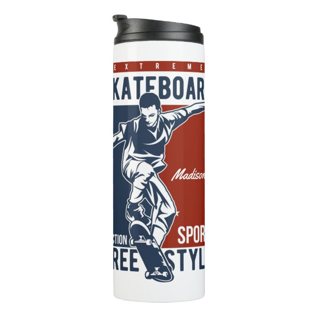 Custom name Skateboarding tumbler (Rotated Right)
