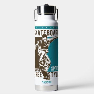 Custom name Skateboarding Water Bottle