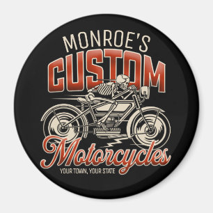 Custom NAME Skeleton Motorcycle Cycle Shop Magnet