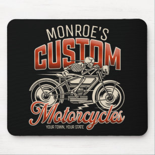 Custom NAME Skeleton Motorcycle Cycle Shop Mouse Pad