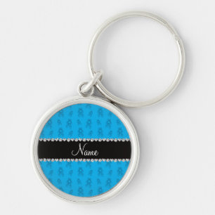 Custom name sky blue ballet shoes key ring