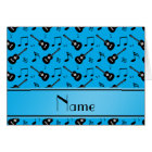 Custom name sky blue black guitars music notes