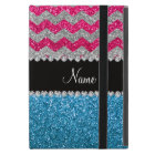 Custom name sky blue glitter pink glitter chevrons