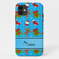 Custom name sky blue santas gingerbread