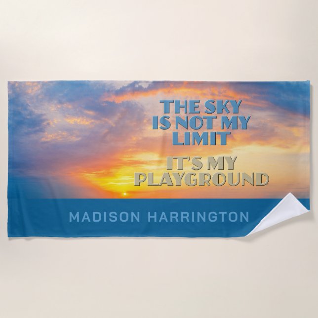 Custom Name Sky Quote Beach Towel (Front)