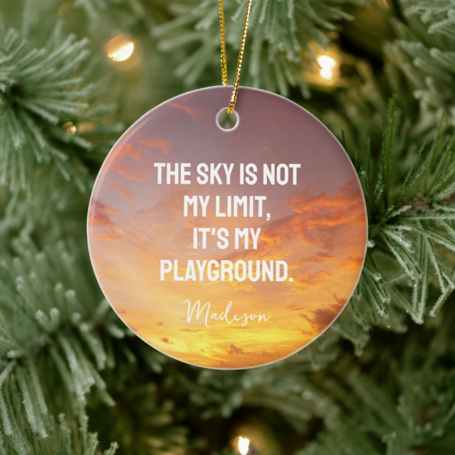 Custom Name Sky Quote Ceramic Ornament (Tree)