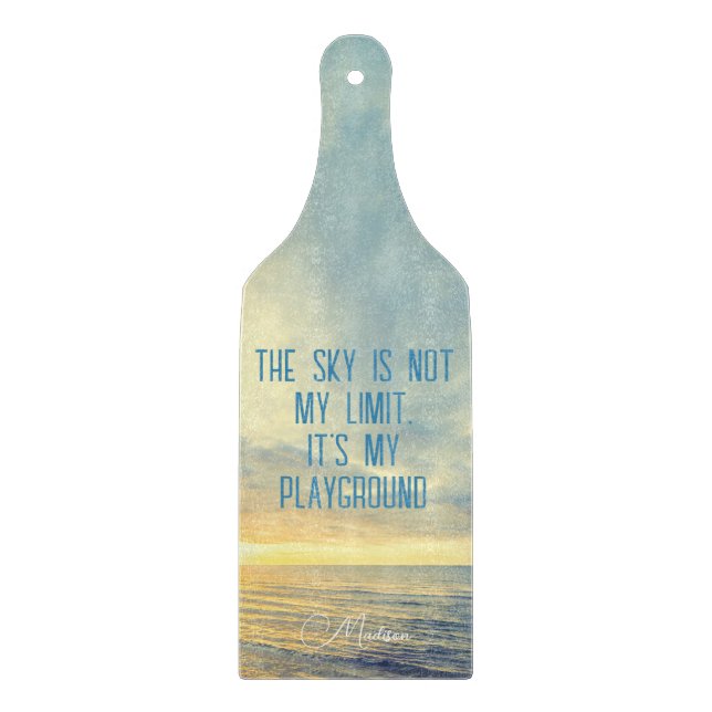 Custom Name Sky Quote Cutting Board (Front)