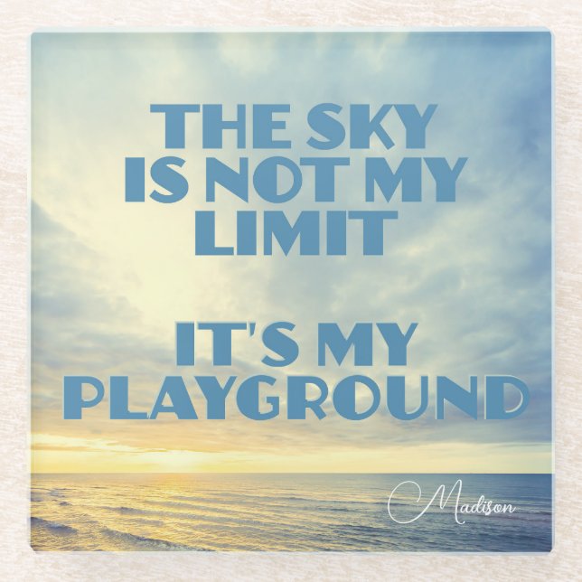Custom Name Sky Quote Glass Coaster (Front)