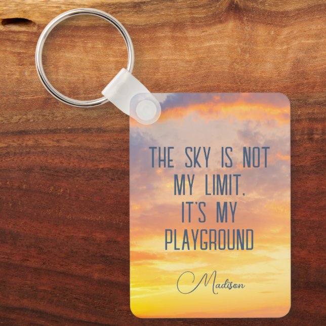 Custom Name Sky Quote Key Ring (Front)