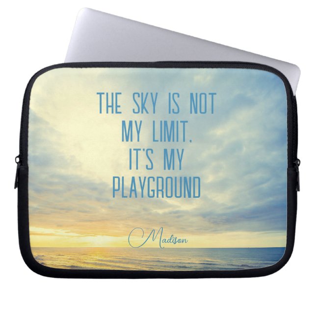 Custom Name Sky Quote Laptop Sleeve (Front)