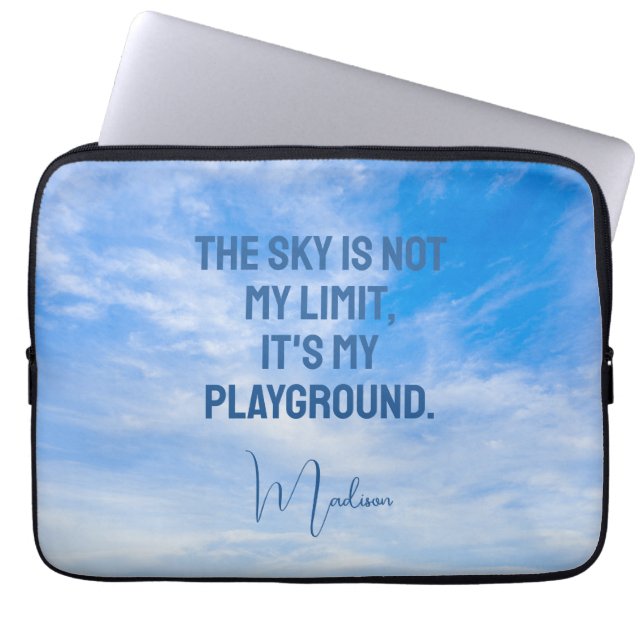 Custom Name Sky Quote Laptop Sleeve (Front)