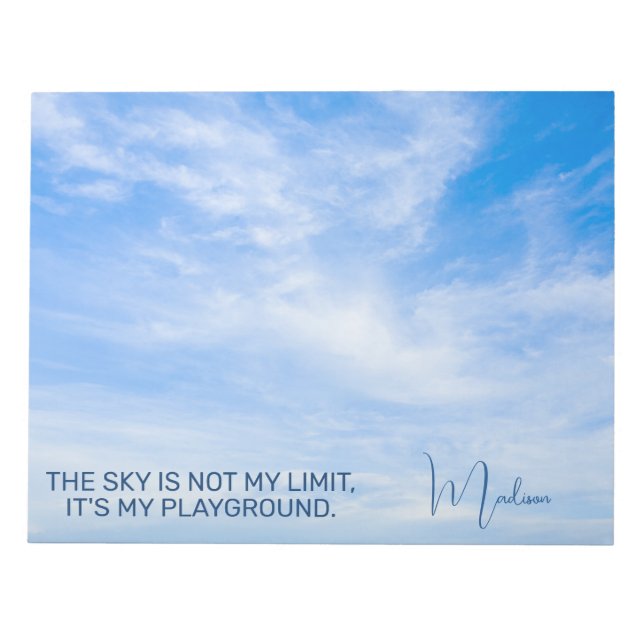 Custom Name Sky Quote Notepad (Front)