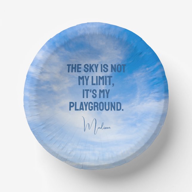 Custom Name Sky Quote Paper Plate (Front)