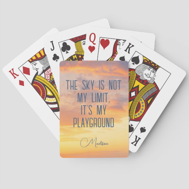 Custom Name Sky Quote Playing Cards (Back)