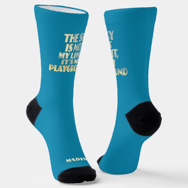 Custom Name Sky Quote Socks (Angled)