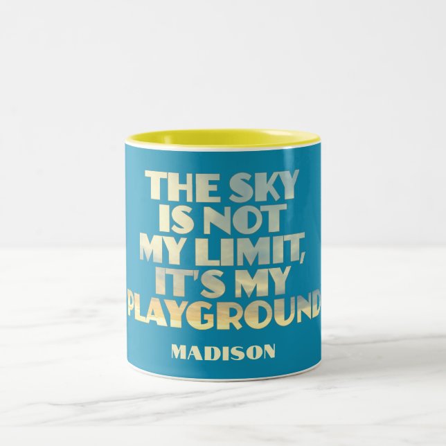 Custom Name Sky Quote Two-Tone Coffee Mug (Center)