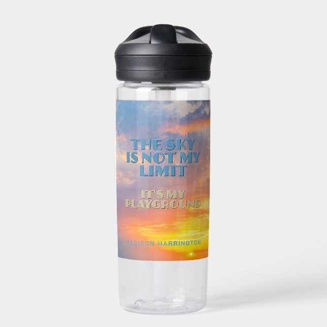 Custom Name Sky Quote Water Bottle (Front)