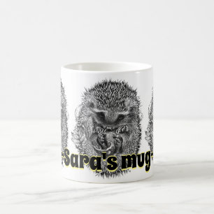Custom name sleeping hedgehog combo coffee mug