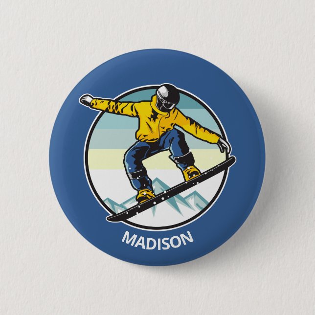 Custom name SNOWBOARDER 6 Cm Round Badge (Front)