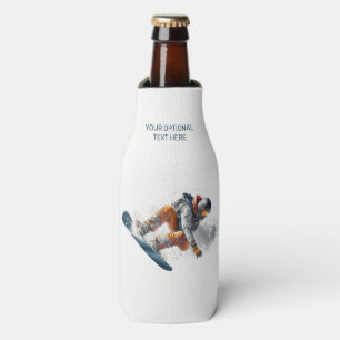 Custom Name Snowboarder Illustration Bottle Cooler