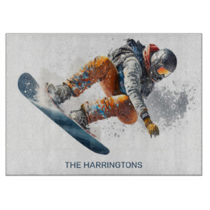 Custom Name Snowboarder Illustration Cutting Board