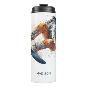 Custom Name Snowboarder Illustration Thermal Tumbler