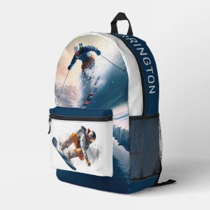 Custom Name Snowboarding Printed Backpack