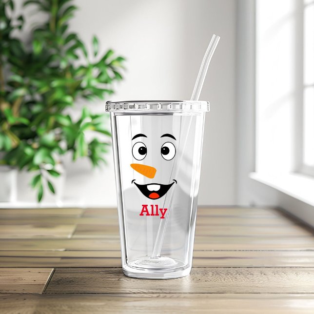 Custom Name & Snowman Face  Acrylic Tumbler (Creator Uploaded)