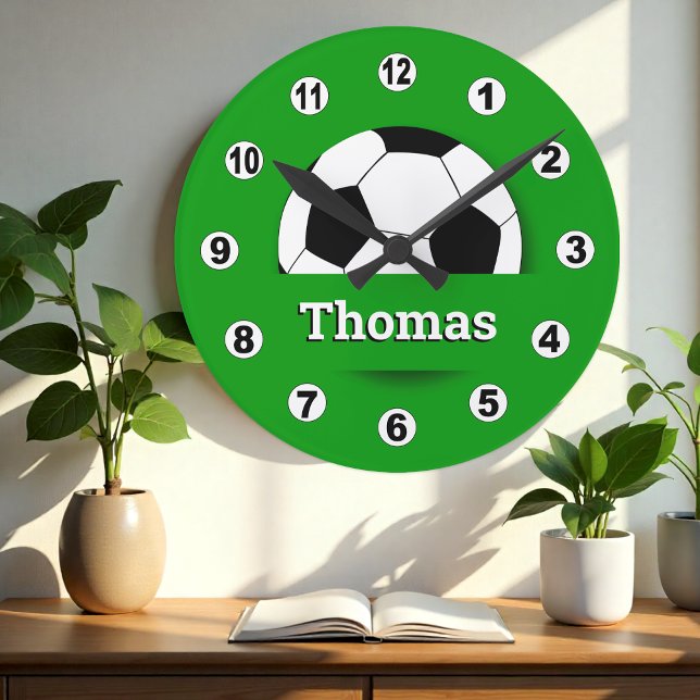 Custom Name Soccer ball clock, football fan /sport Round Clock (Creator Uploaded)