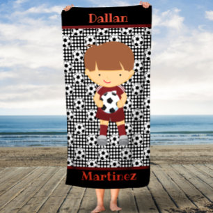 Custom Name Soccer Boys Kid's Bath Towel
