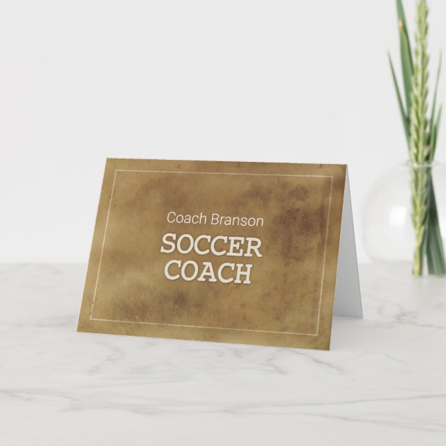 Custom Name Soccer Coach Thanks Definition Card (Front)