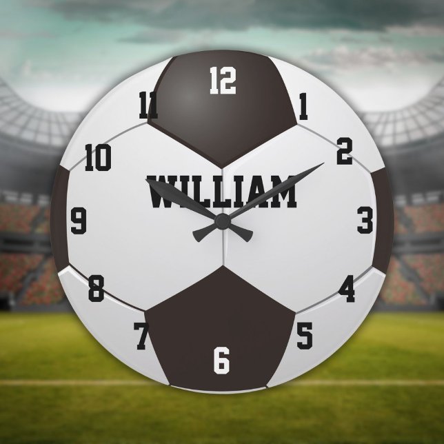 Custom Name Soccer Football Large Clock (Custom Name Soccer Football Large Clock)