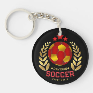 Custom Name Soccer Logo Key Ring