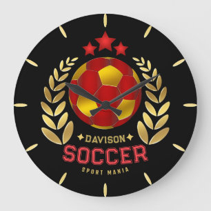 Custom Name Soccer Logo Large Clock