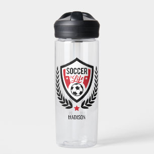 Custom Name Soccer Logo Water Bottle