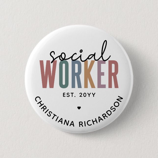 Custom Name Social Worker graduation Gifts 6 Cm Round Badge (Front)