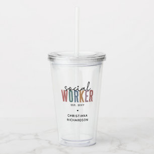 Custom Name Social Worker graduation Gifts Acrylic Tumbler
