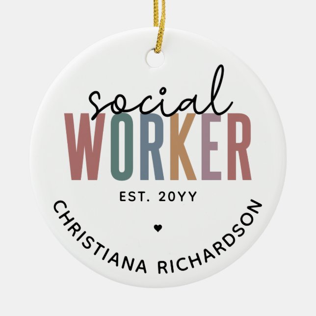 Custom Name Social Worker graduation Gifts Ceramic Ornament (Front)