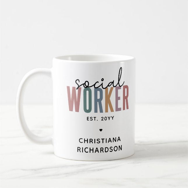 Custom Name Social Worker graduation Gifts Coffee Mug (Left)