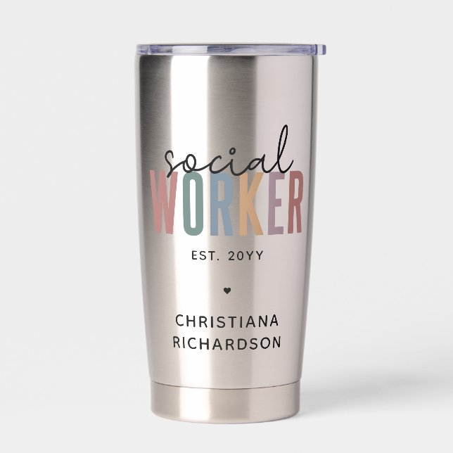Custom Name Social Worker graduation Gifts Insulated Tumbler (Left)