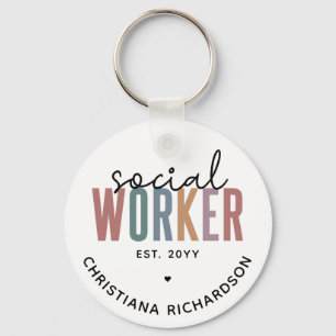 Custom Name Social Worker graduation Gifts Key Ring