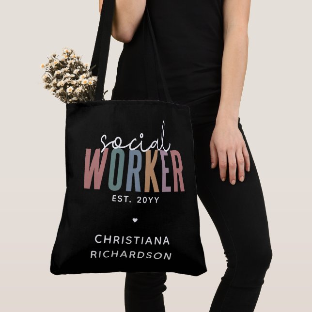 Custom Name Social Worker graduation Gifts Tote Bag (Close Up)