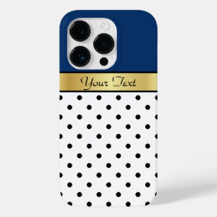 Custom Name Sodalite Blue White & Black Polka Dots Case-Mate iPhone 14 Pro Case