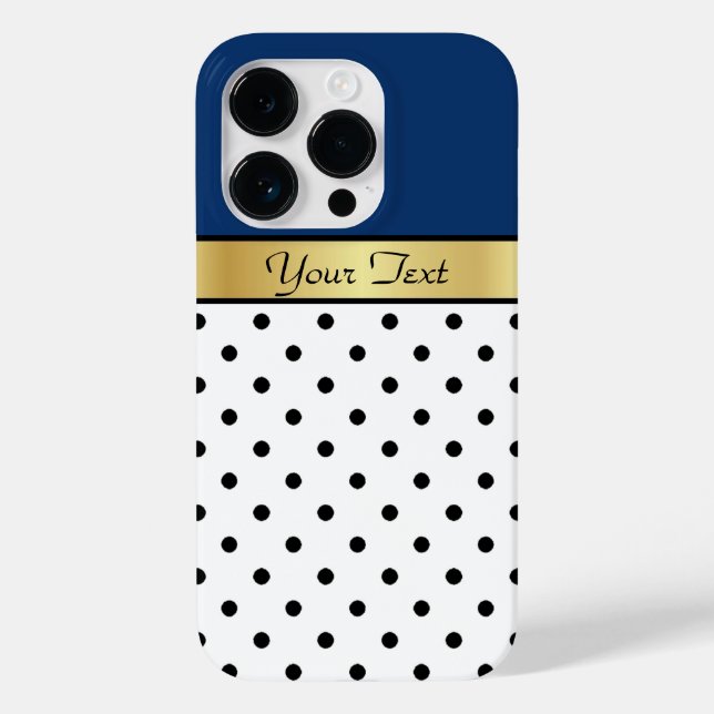 Custom Name Sodalite Blue White & Black Polka Dots Case-Mate iPhone Case (Back)