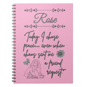 Custom Name Soft Girl Energy PinkJournal Notebook 