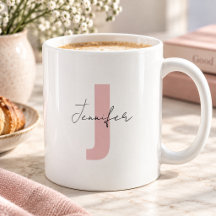 Custom Name Soft Rose Pink Initial Letter Stylish