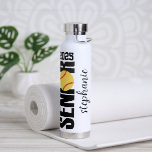 Custom name softball senior night graduation gift water bottle