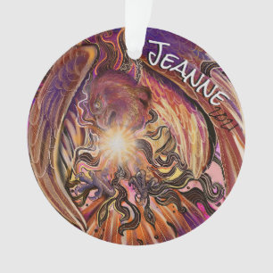 Custom Name Solar Burst Hawk   Ornament