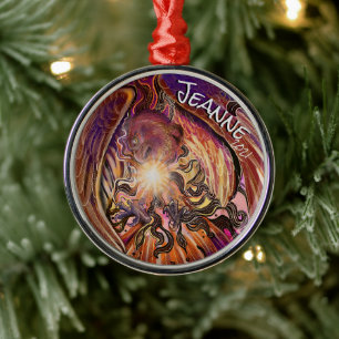 Custom Name Solar Burst Hawk Ornament